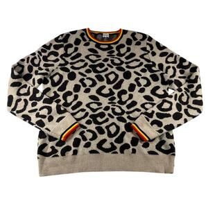 Kule Sweater The Stevens Leopard Print Sweater S Beige Black Wool Cashmere Blend